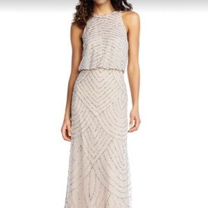 Adrianna Papell Art Deco Beaded  Bridesmaid Dress